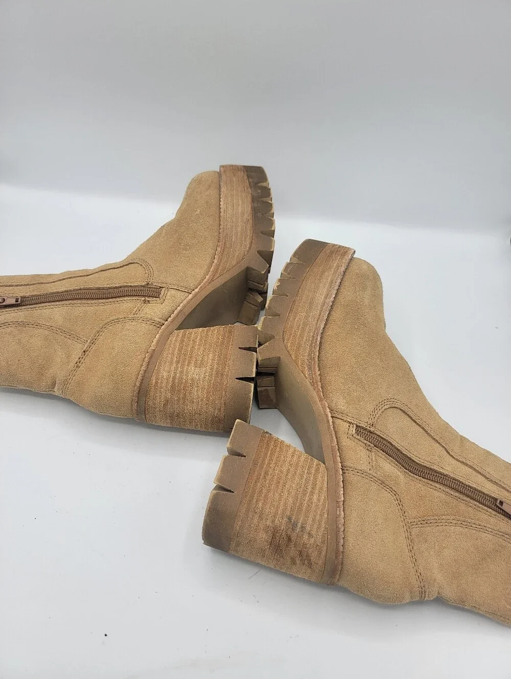 Jeffrey Campbell X Free People Tan Suede Platform Chelsea Booties